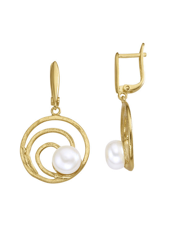 Produktbild von Ohrringe / Silber 925 / Perle Gelbgold